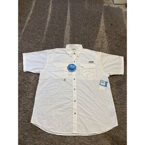 Columbia Mens PFG Crystal Springs Short Sleeve Button Shirt Size Large White NWT